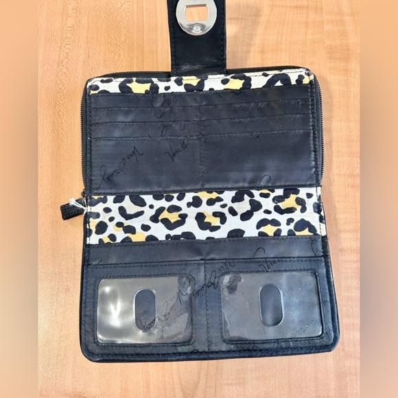 Vera Bradley wallet clutch wristlet bag turn lock black quilted - Picture 3 of 4